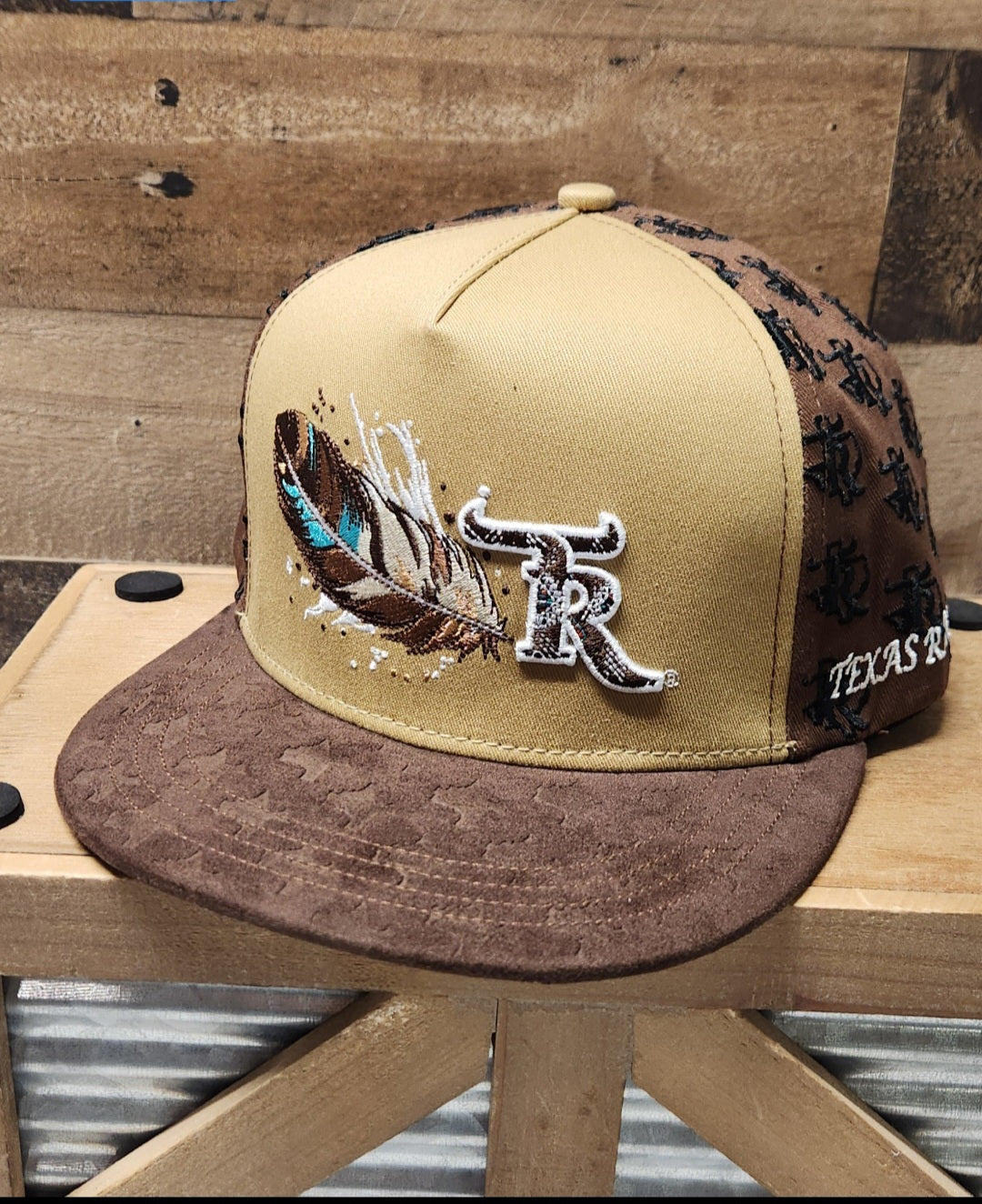 TEXAS RANCH BROWN AND TAN WITH BROWN LEAF CAP