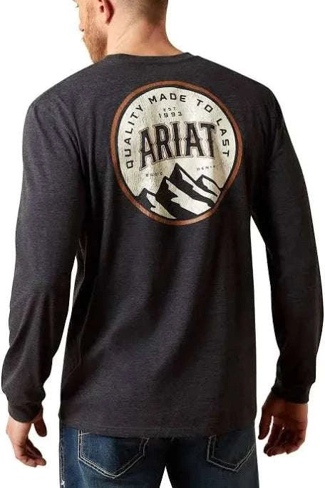 ARIAT MEN CHARCOAL HEATHER CIRCLE A LS SHIRT -10065903 Laherradurawwnc.com