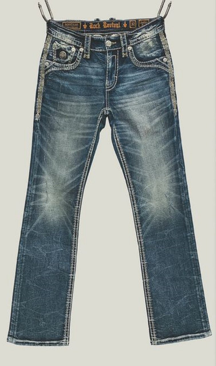 ROCK REVIVAL JUSTICE BOOT MEN JEANS RP5646B205R