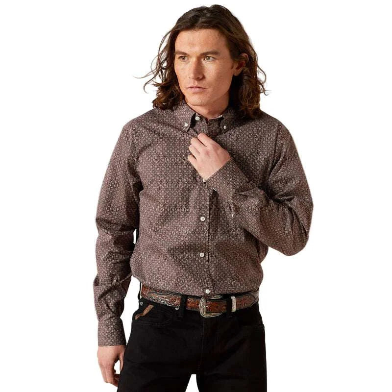ARIAT MEN BROWN WF ARTHUR LS SHIRT -10065779 Laherradurawwnc.com