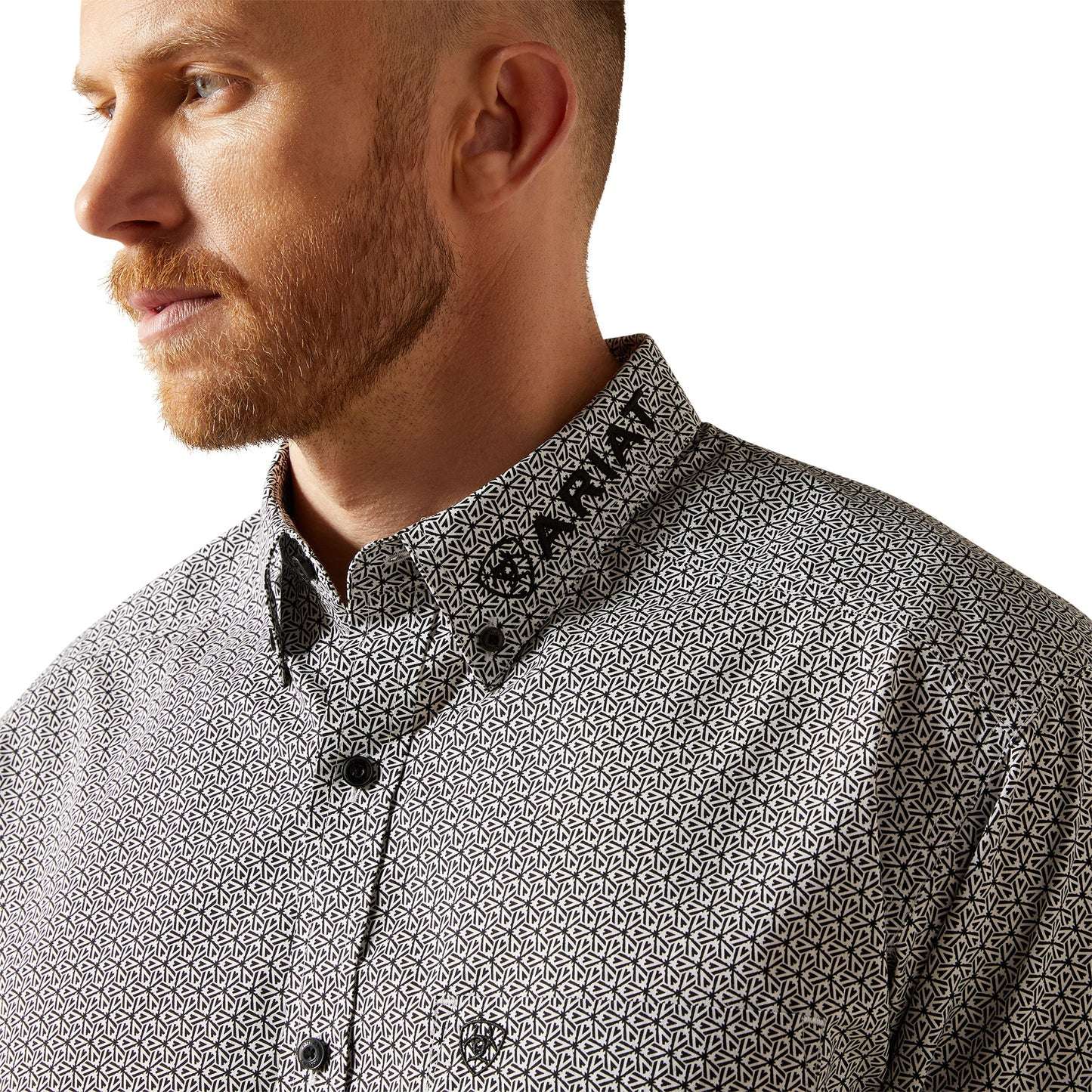 MENS WHITE/BLACK TEAM PABLO LS SHIRT -10065815 Laherradurawwnc.com
