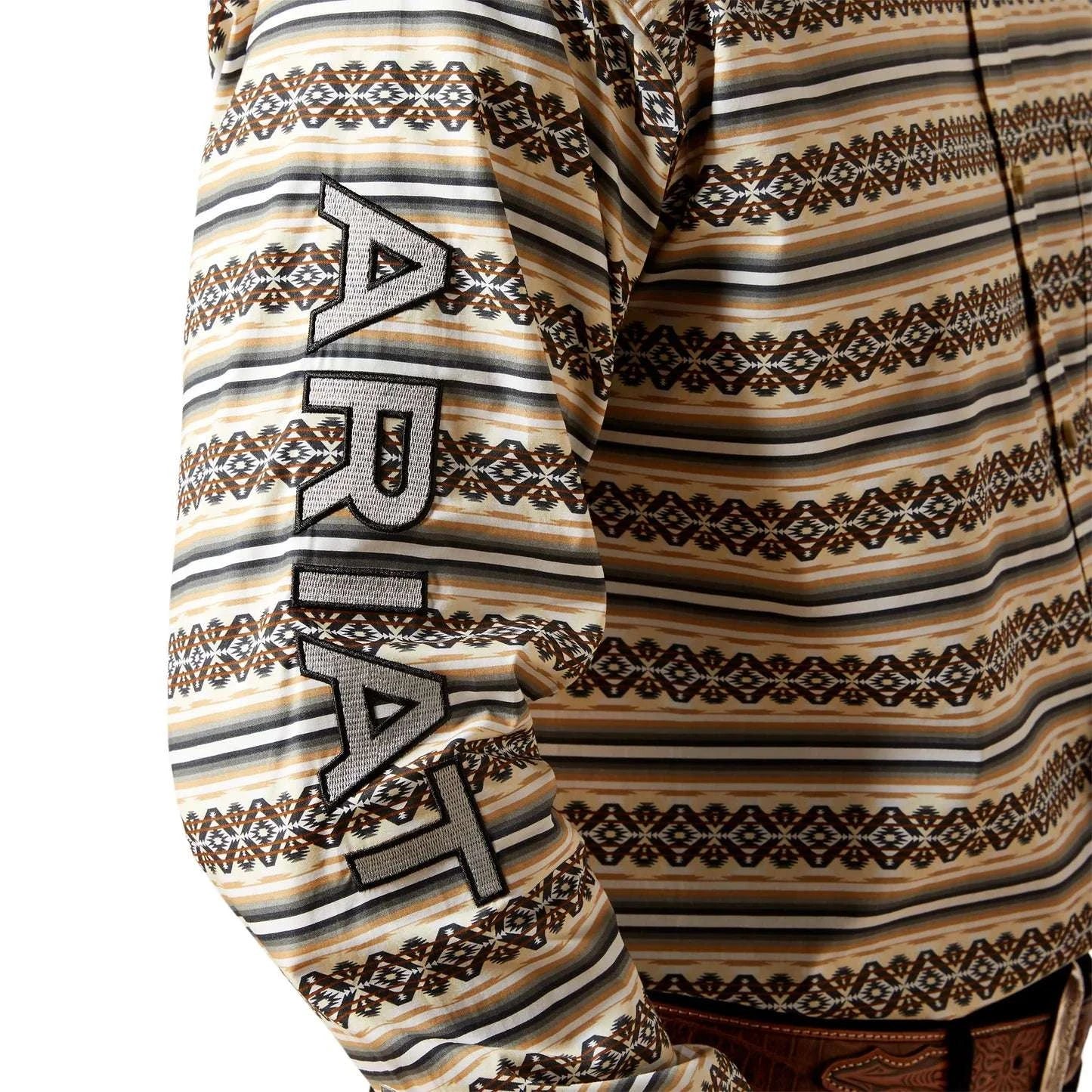 ARIAT MEN KHAKI/WHITE TEAM PETER LS SHIRT -10065814 Laherradurawwnc.com