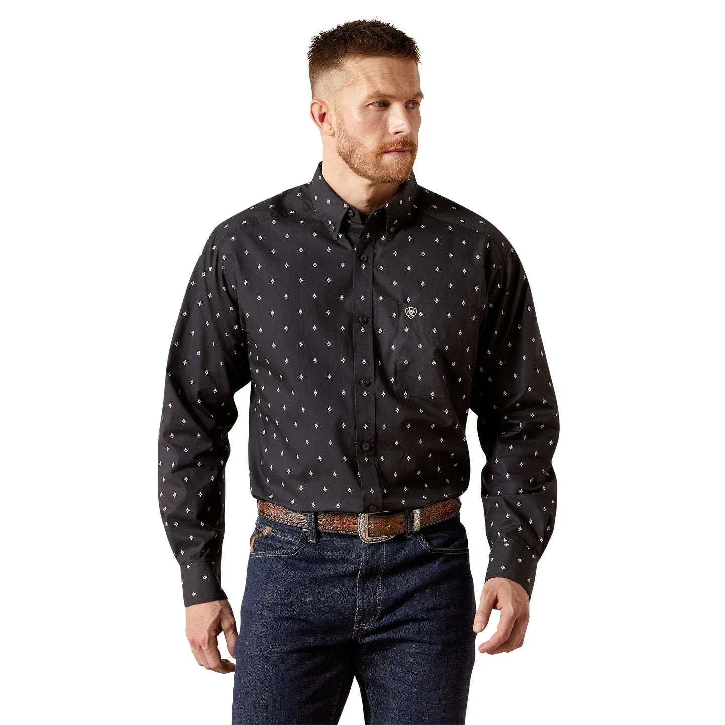 ARIAT MENS BLACK TAYLOR LS SHIRT -10065856 Laherradurawwnc.com
