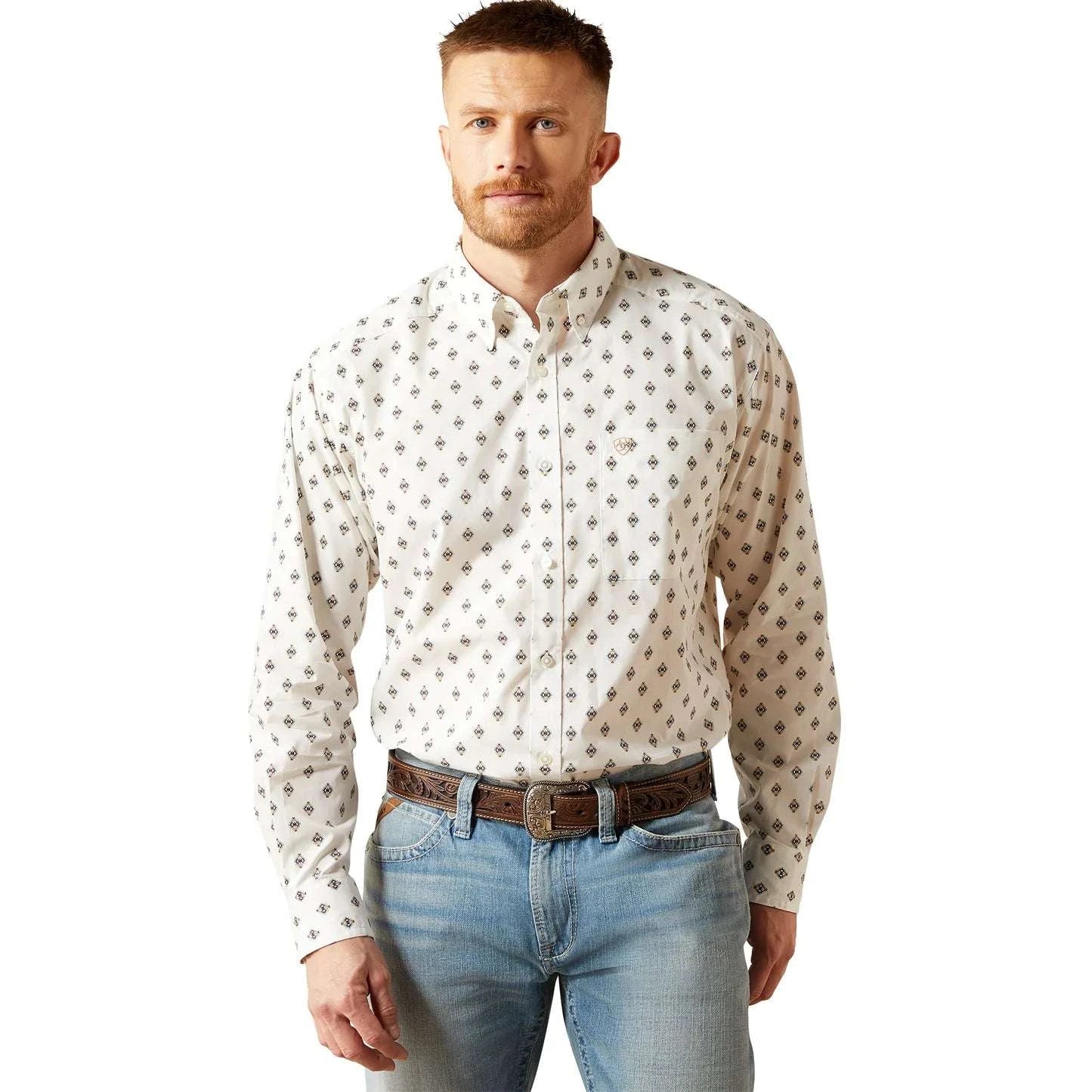 ARIAT MEN WHITE THELL LS SHIRT -10065769 Laherradurawwnc.com
