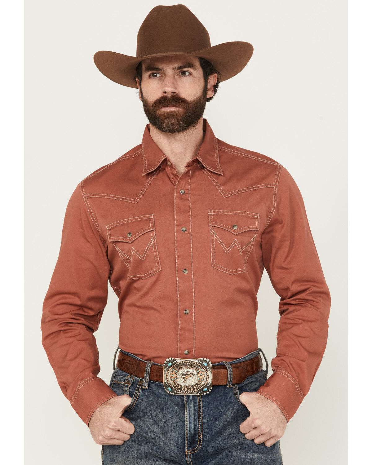 WRANGLER RUST COPPER LS SHIRT -112374980 Laherradurawwnc.com
