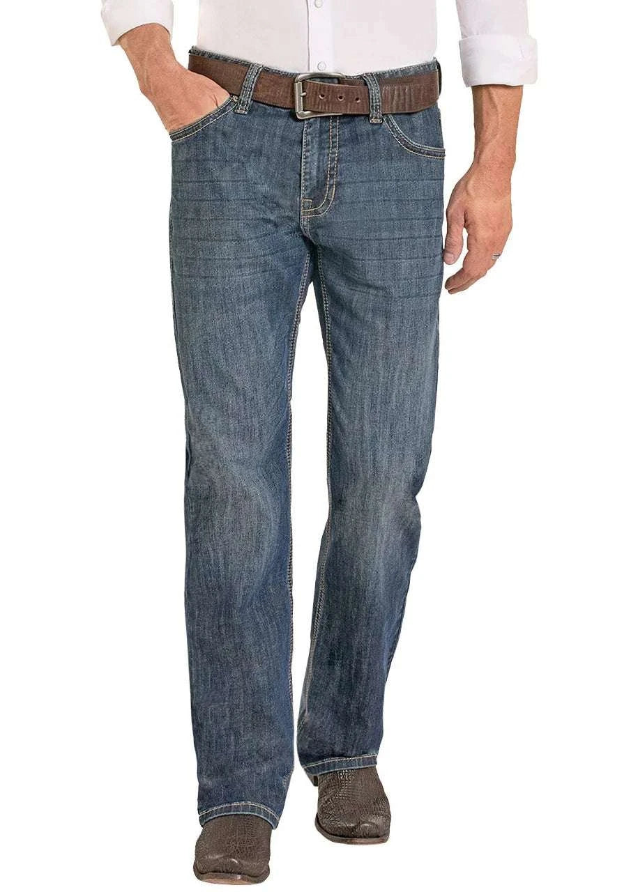 ROCK&ROLL MENS DOUBLE BARREL STRAIGHT BOOTCUT MEDIUM WASH -RELAXED FIT BM0SD08574 Laherradurawwnc.com