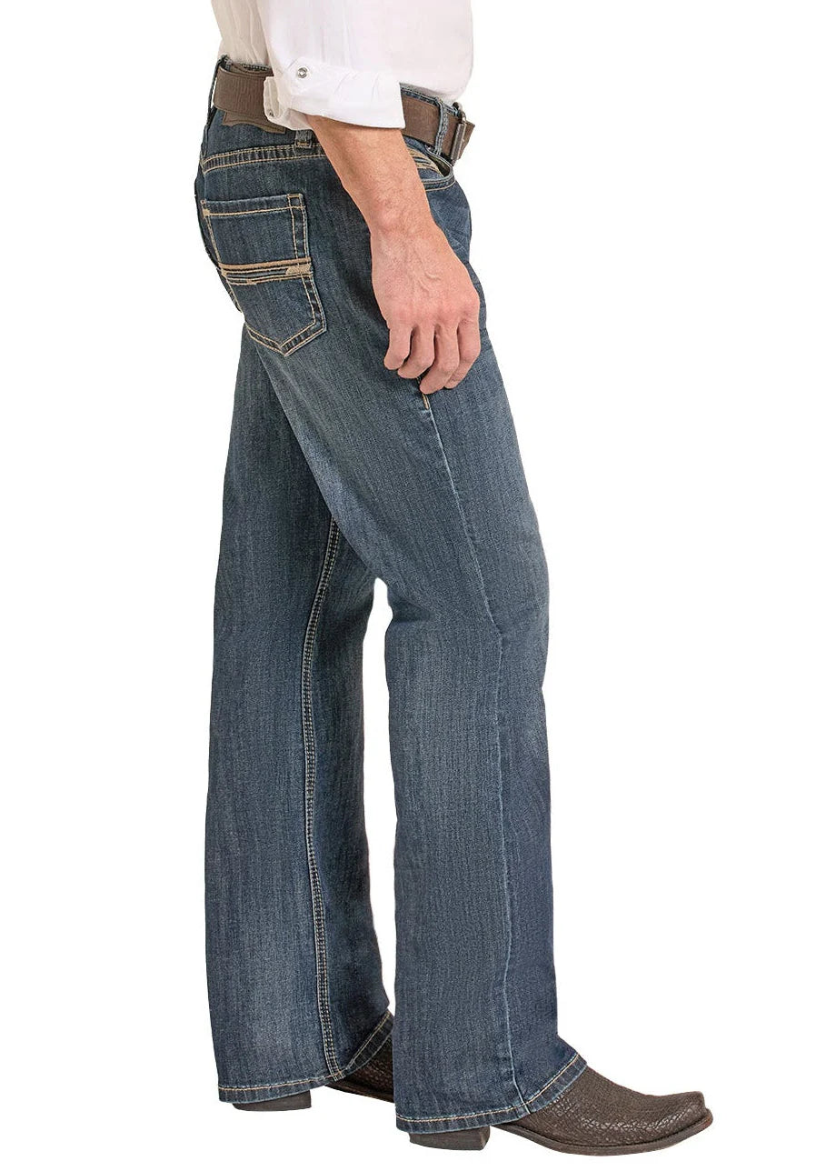 ROCK&ROLL MENS DOUBLE BARREL STRAIGHT BOOTCUT MEDIUM WASH -RELAXED FIT BM0SD08574