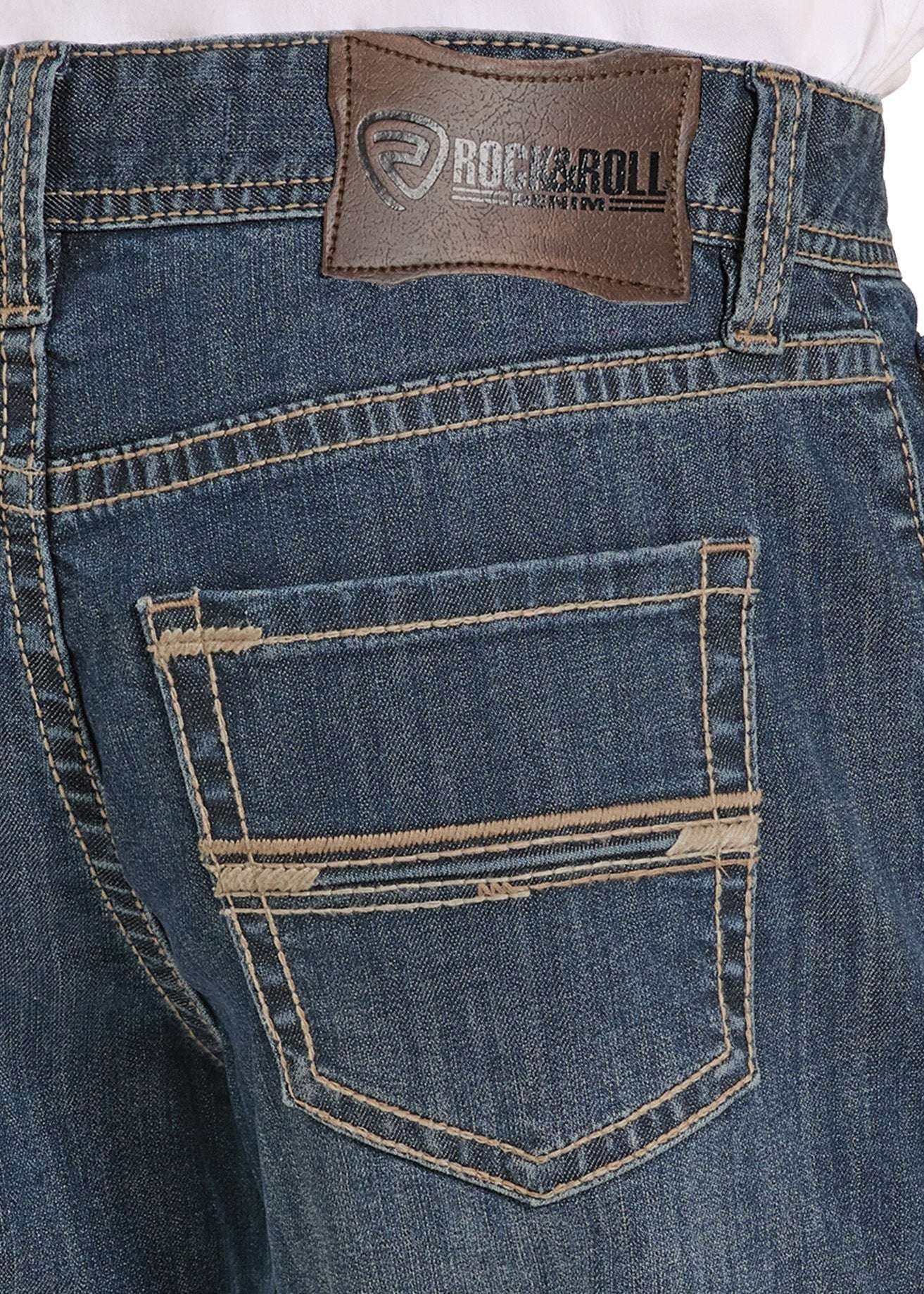 ROCK&ROLL MENS DOUBLE BARREL STRAIGHT BOOTCUT MEDIUM WASH -RELAXED FIT BM0SD08574 Laherradurawwnc.com