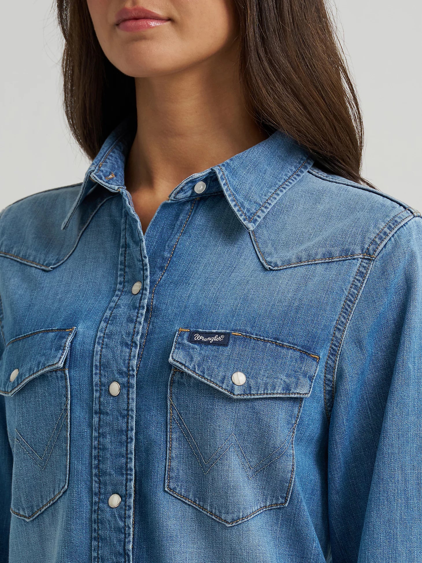 WRANGLER WOMEN DENIM LONG SLEEVE SHIRT 112373748