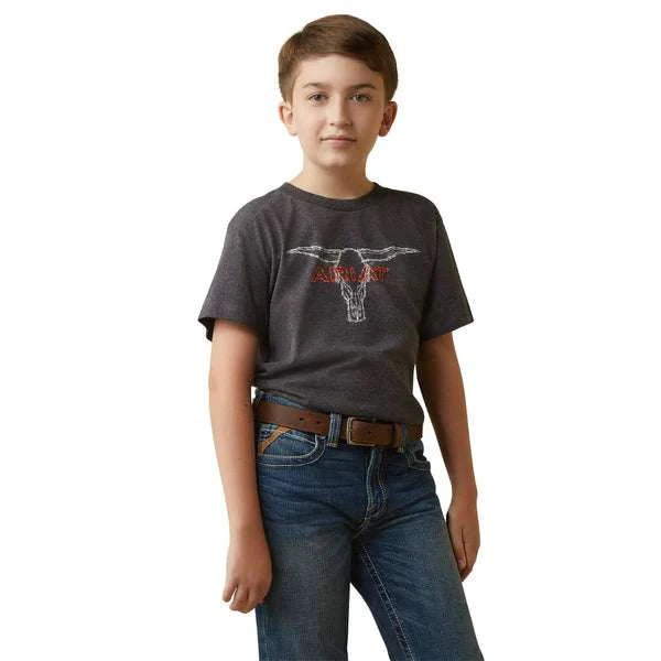 ARIAT BARBED WIRE STEER SS/ CHARCOAL HEATHER- 10044750 Laherradurawwnc.com