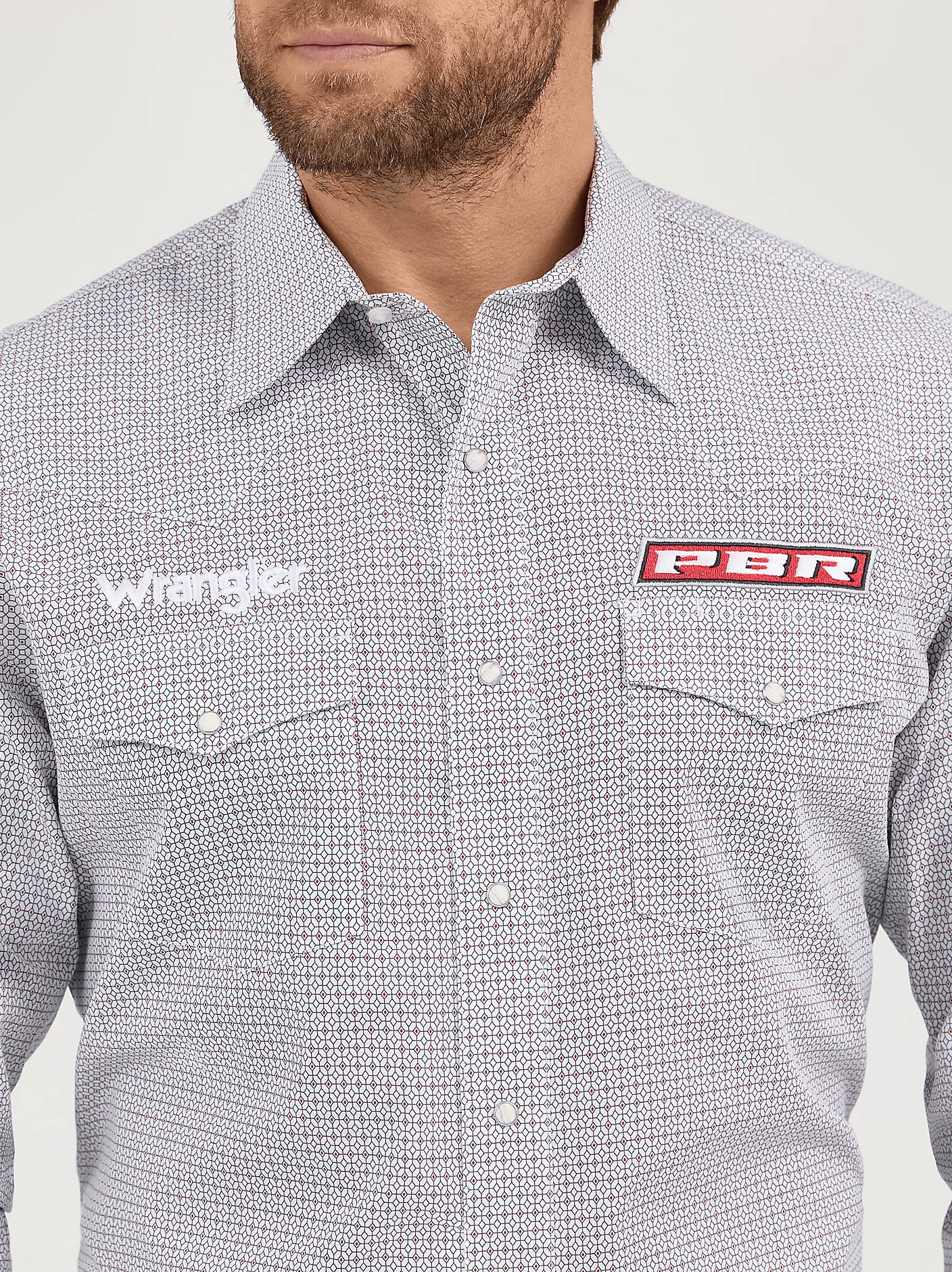 WRANGLER WHITE PBR LONG SLEEVE SHIRT 9482