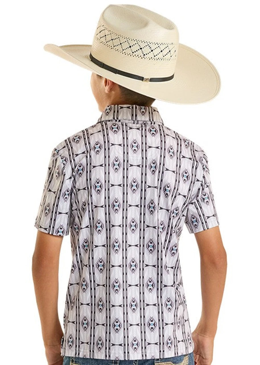 ROCK & ROLL BOYS AZTEC PRINTED POLOS LIGHT GREY - BB51T08724