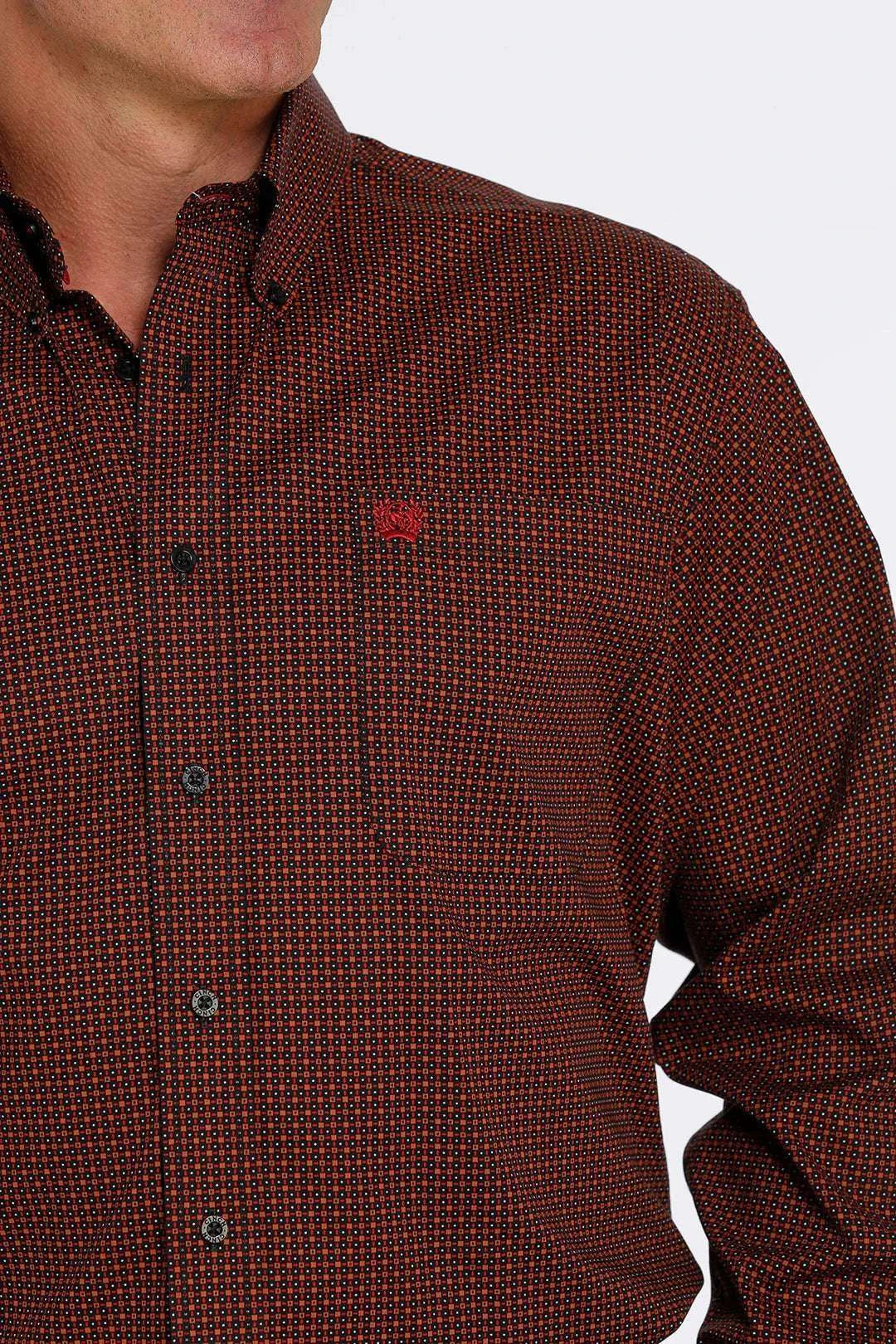 CINCH MEN BOTTON DOWN SHIRT BLACK SQ RED DOTS MTW1105457 Laherradurawwnc.com