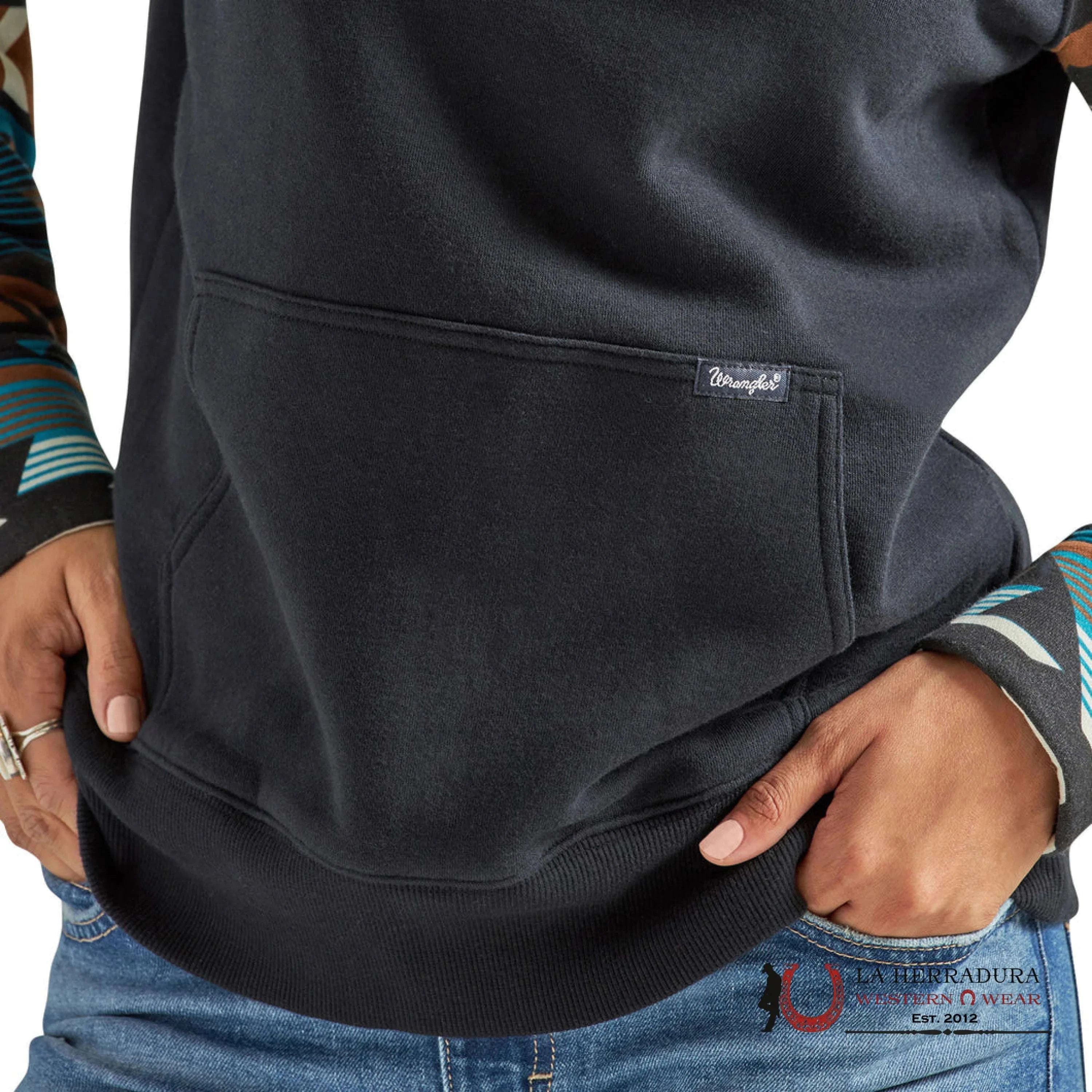WRANGLER WOMEN BLACK AZTEC HOODIE-112317334 Laherradurawwnc.com