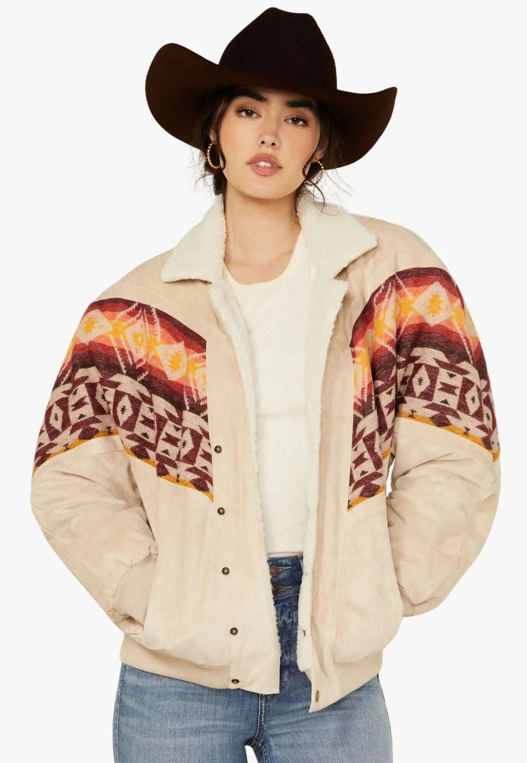 ROCK&ROLL WOMEN AZTEC BORDER JACKET-BW92C04346 Laherradurawwnc.com