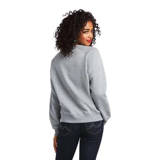 ARIAT WOMENS REAL PACIFIC STEERHEAD SWTSHRT HEATHER GREY-10039792 Laherradurawwnc.com