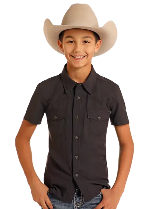 ROCK&ROLL KIDS BLACK SHIRT TEK SNAP- BBN3S06797