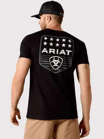 ARIAT MEN STRIPE PATRIOTIC BADGES SS TAHRT BLACK 10073966 Laherradurawwnc.com