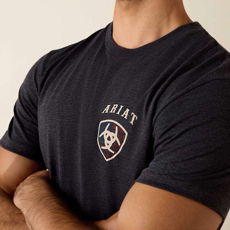 ARIAT MEN AMERICAN BISON SS T-SHIRT CHARCOAL HEATHER 10071195 Laherradurawwnc.com
