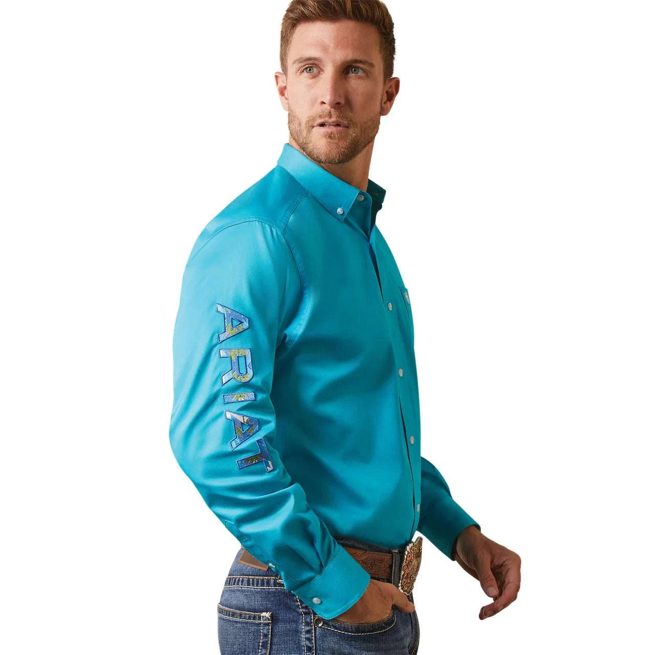 ARIAT TEAM LOGO TWILL CLSSC SHRT BLUE BIRD -10043520 Laherradurawwnc.com