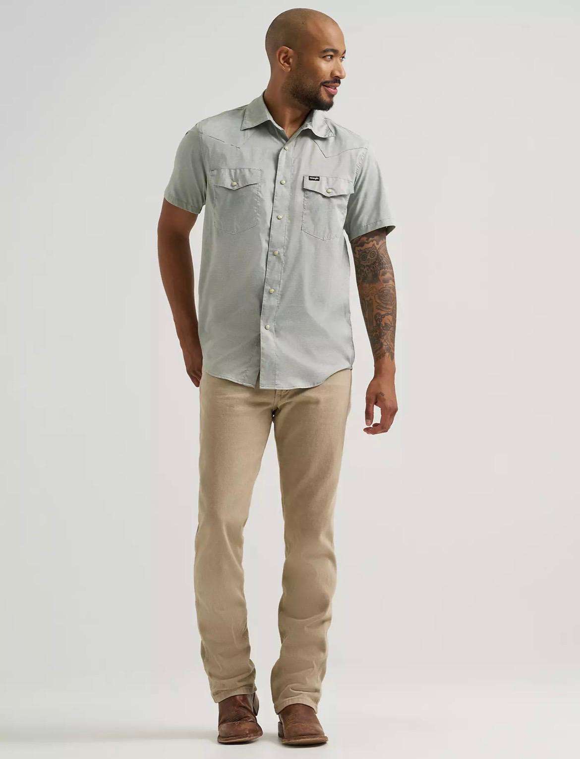 WRANGLER MEN ALL TERRAIN GEAR SHORT SLEEVE SHIRT GREEN 112375153 Laherradurawwnc.com