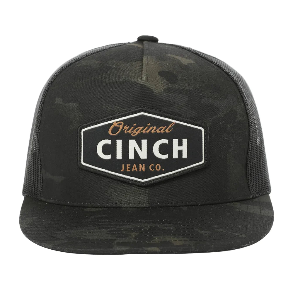 CINCH MENS BLACK & CAMO TRUCKER ADJUSTABLE CAP - MCC0600617