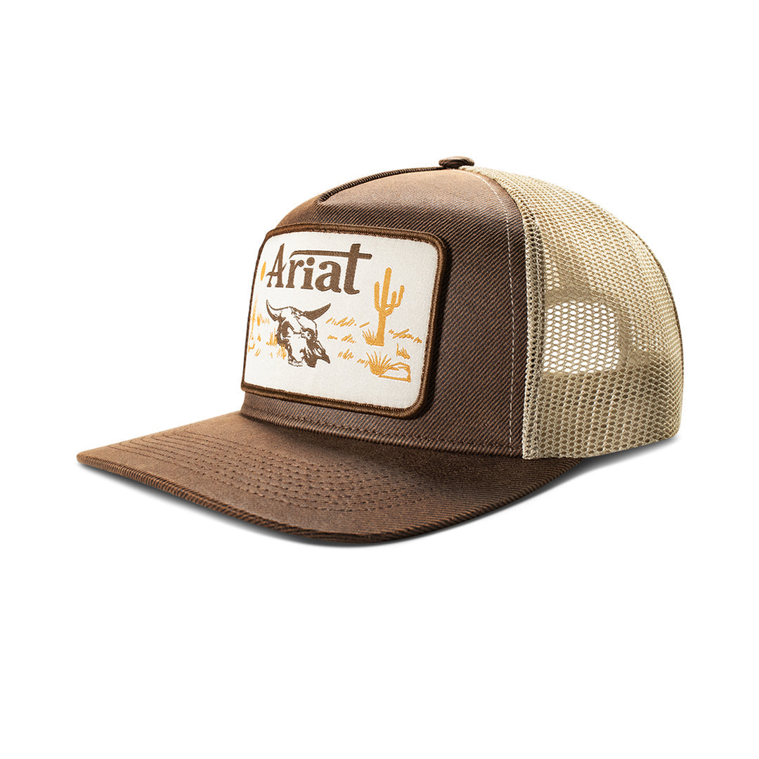 ARIAT CAP BROWN W LONGHORN SKULL
