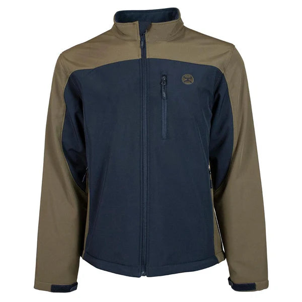 HOOEY SOFT SHELL JACKET YOUTH TAN W/AZTEC BLACK WHITH BROWN HJ072BKBR