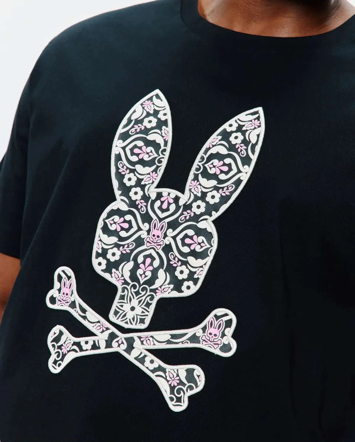 PSYCHO BUNNY LUKE GRAPHIC TEE BLACK & PINK - MT0200236 Laherradurawwnc.com