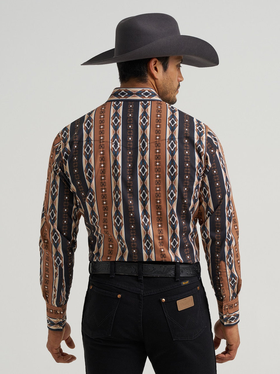 WRANGLER BROWN AZTEC LS SHIRT - 112381991