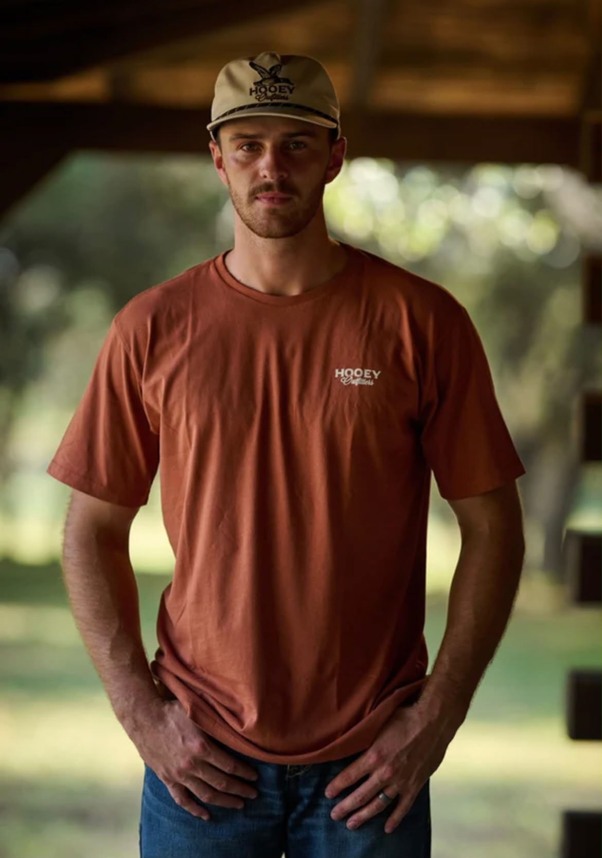 MEN HOOEY T-SHIRT RUST CREW NECK WITH BIRD DOG LOGO ON BACK- HT2656RU