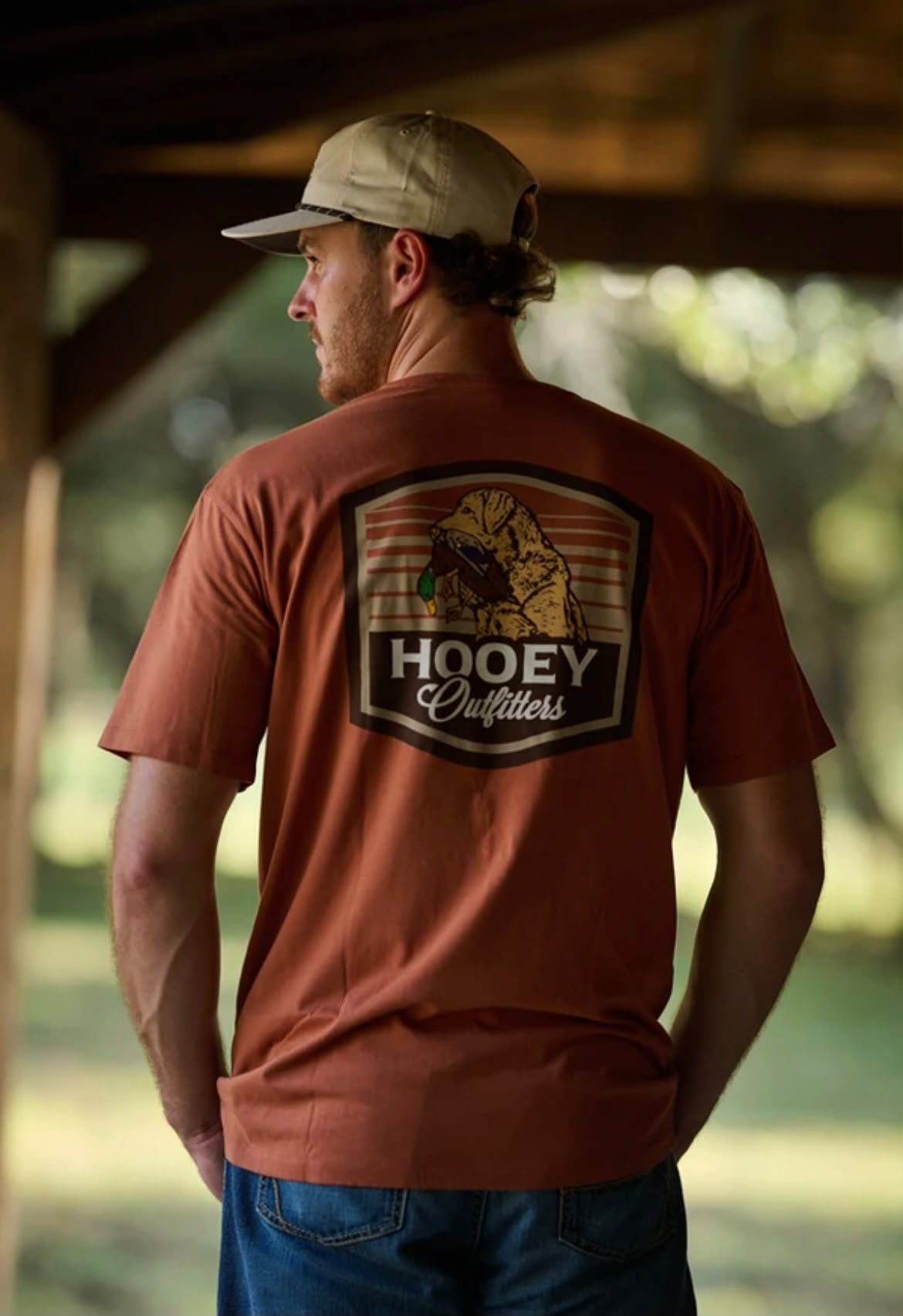 MEN HOOEY T-SHIRT RUST CREW NECK WITH BIRD DOG LOGO ON BACK- HT2656RU