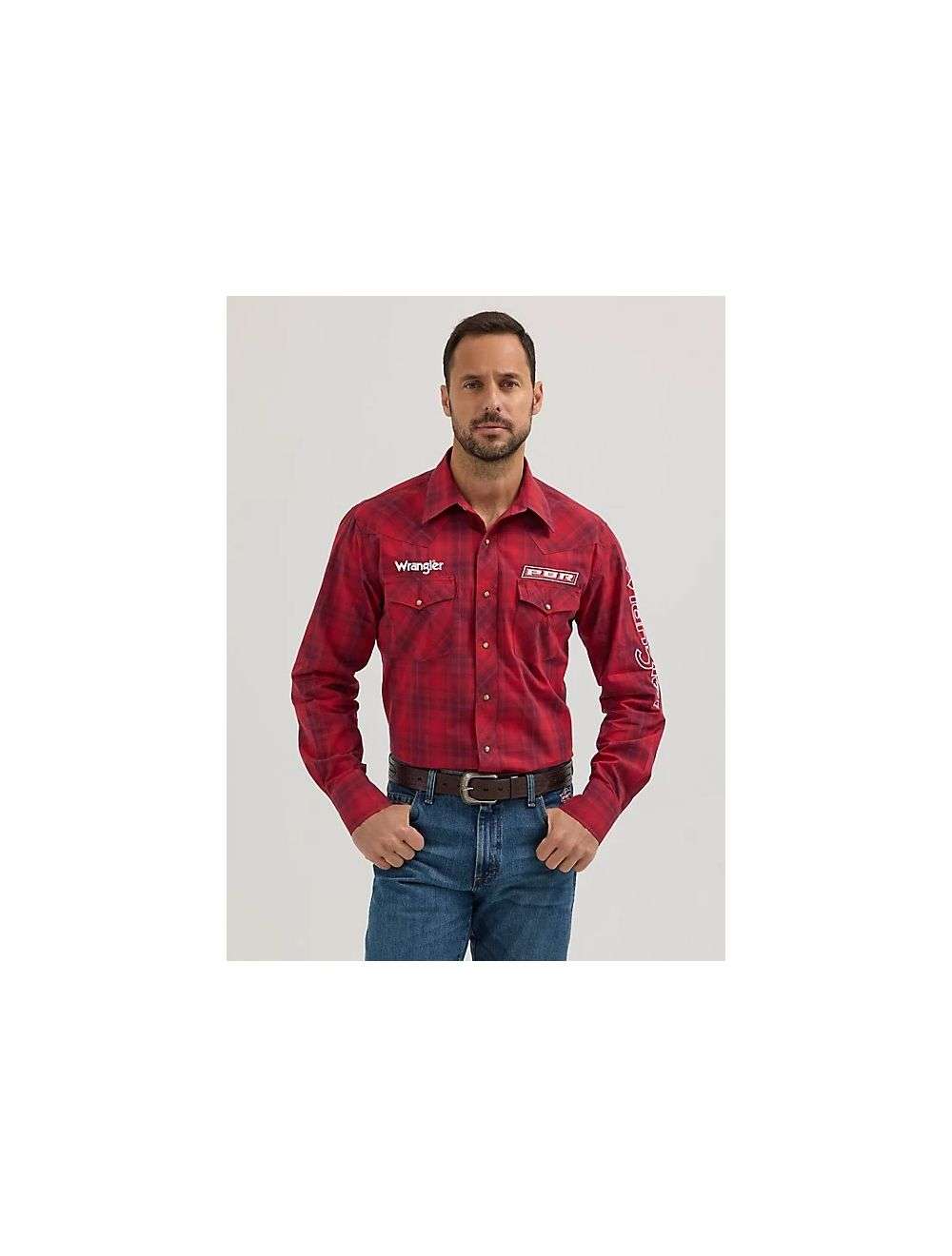 WRANGLER RED PBR LONG SLEEVE SHIRT 112355406 Laherradurawwnc.com