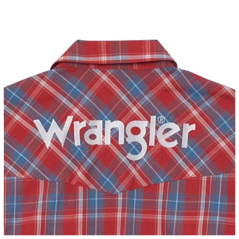 WRANGLER BLUE / RED SQUARE LONG SLEEVE SHIRT -112344433 Laherradurawwnc.com