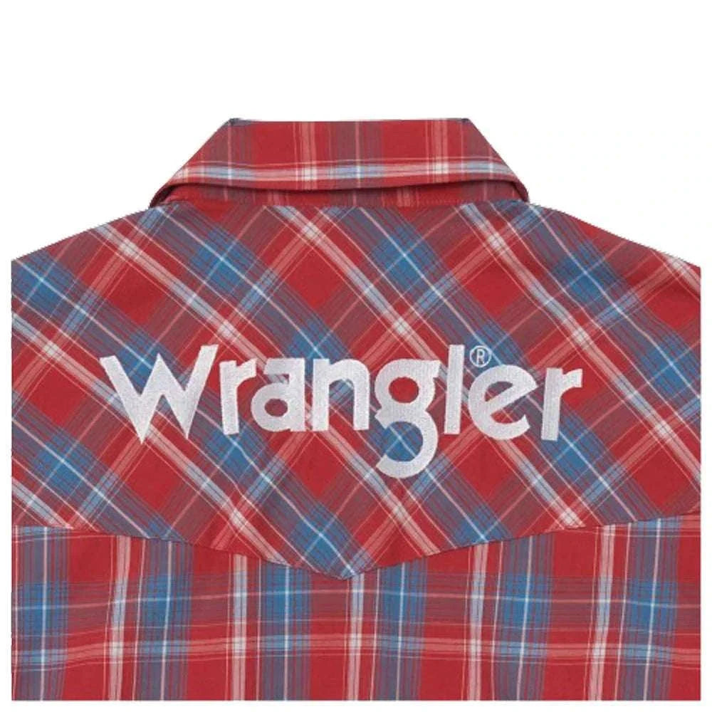 WRANGLER BLUE / RED SQUARE LONG SLEEVE SHIRT -112344433 Laherradurawwnc.com