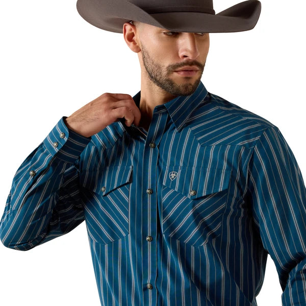 ARIAT MEN PRO BLUE VERTICAL STRIPE CLASSIC FIT 10079442
