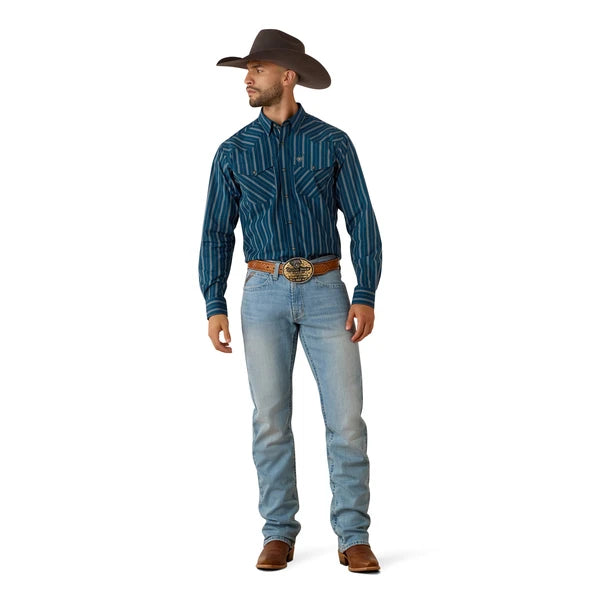 ARIAT MEN PRO BLUE VERTICAL STRIPE CLASSIC FIT 10079442