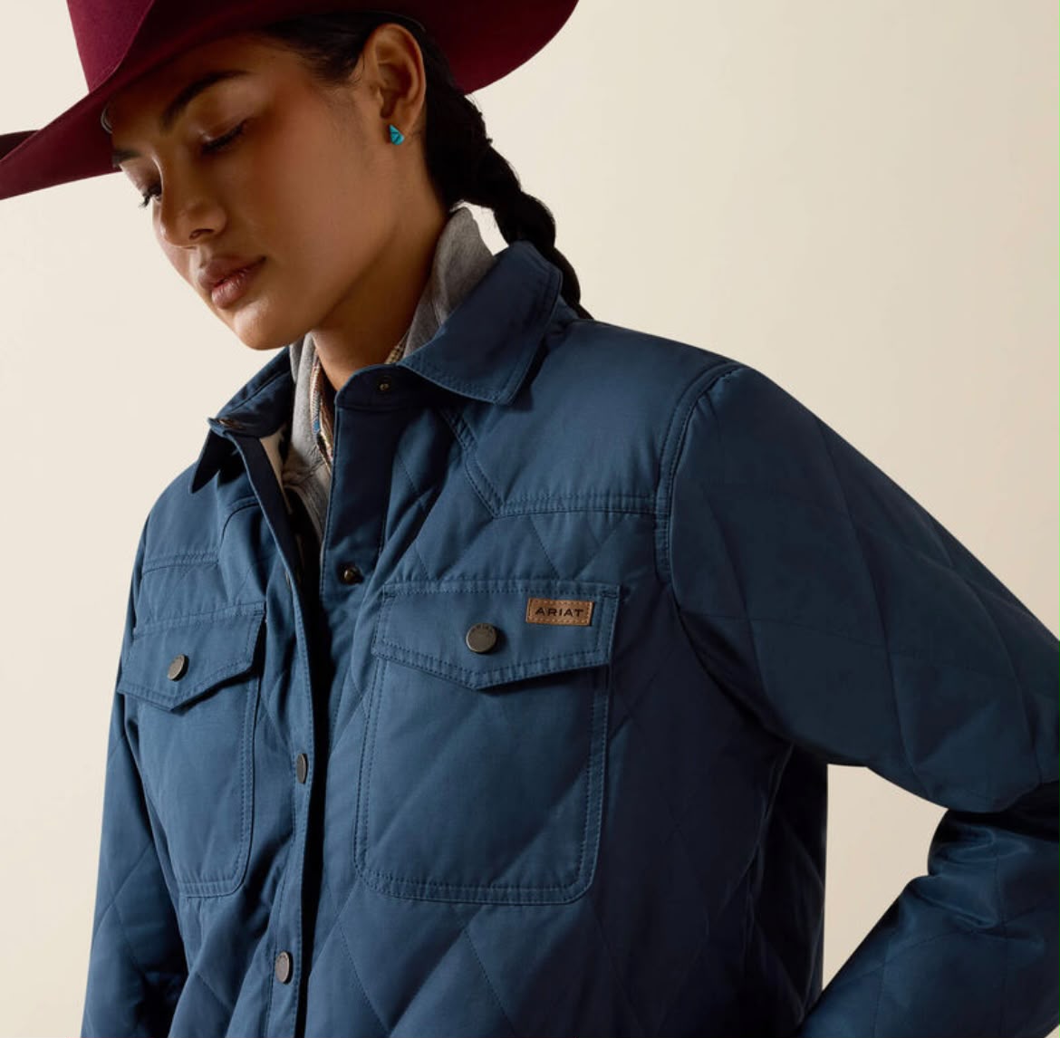 ARIAT WOMEN GRIZZLY QUILTED BARN JACKET MIDNIGHT NAVY 10079351