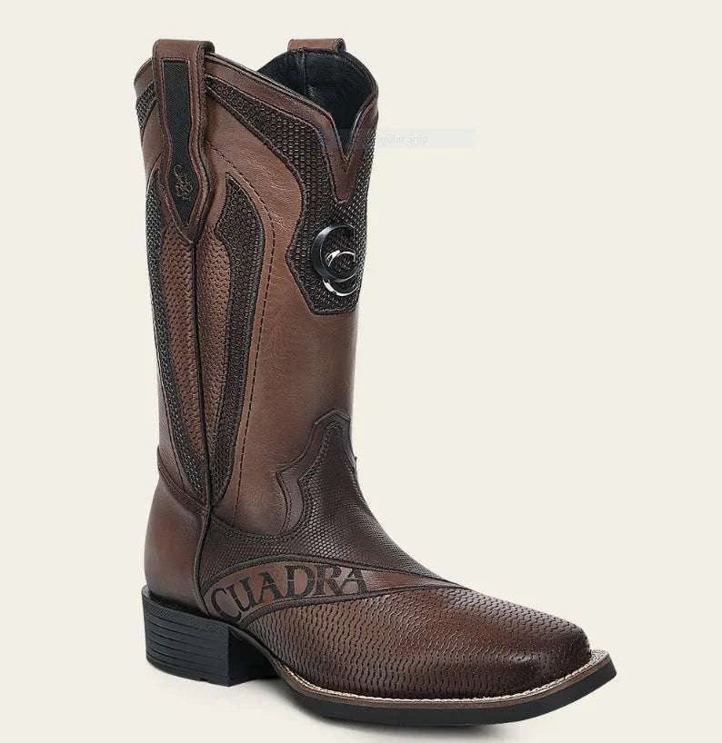 BOOTS CUADRA RES CRUST MIEL EMBROIDERY & LASER SQUARE TOE CU986 Laherradurawwnc.com
