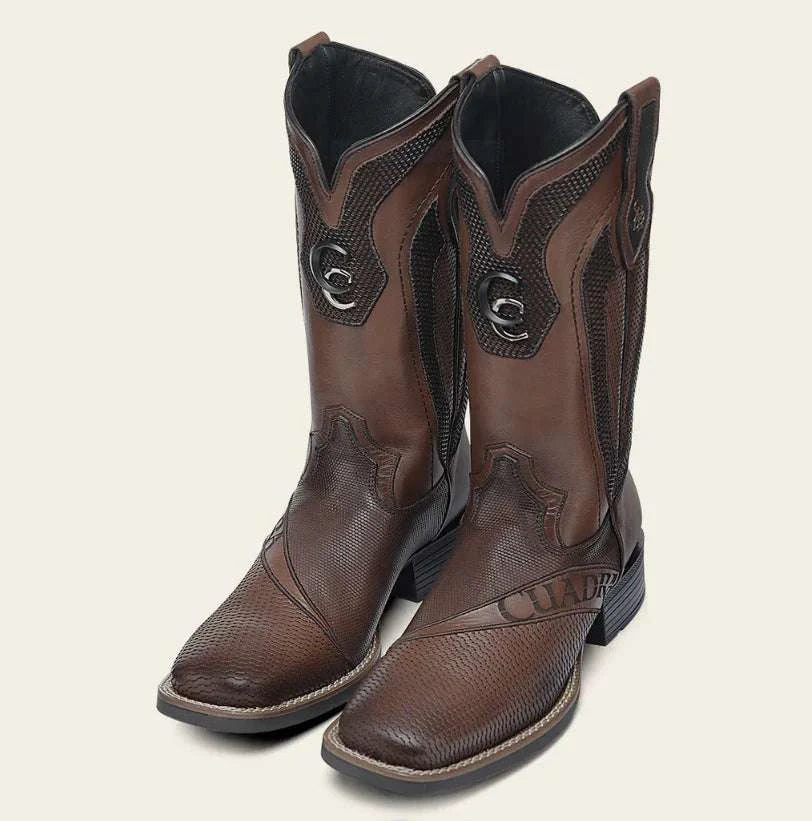 BOOTS CUADRA RES CRUST MIEL EMBROIDERY & LASER SQUARE TOE CU986 Laherradurawwnc.com