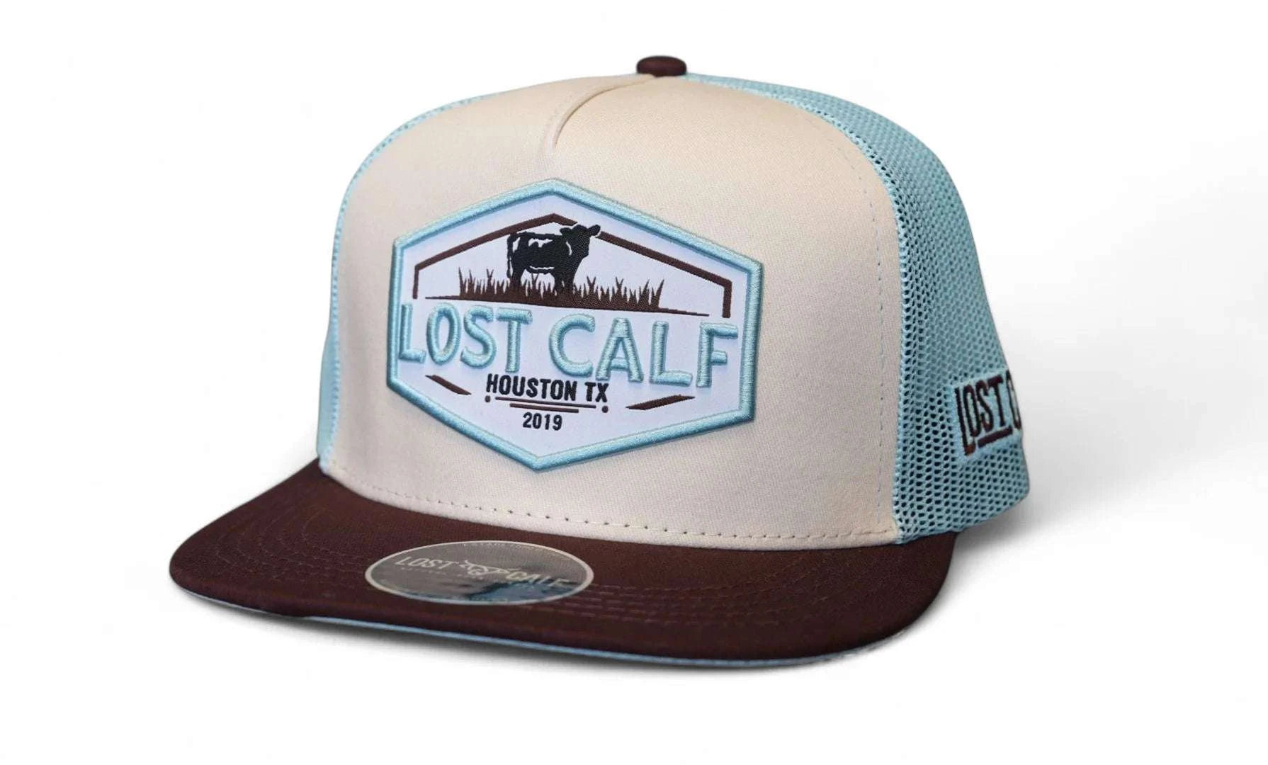 LOST CALF CAP SHY BLUE WITH BROWN Laherradurawwnc.com