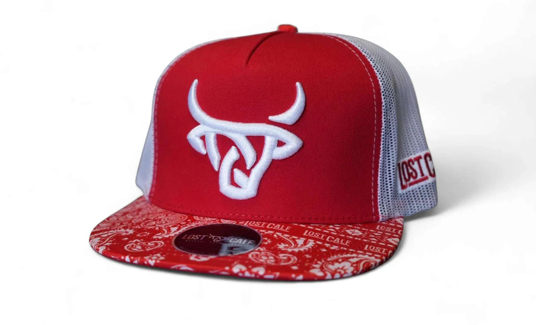LOST CALF CAP RED WITH WHITE 200.3 Laherradurawwnc.com