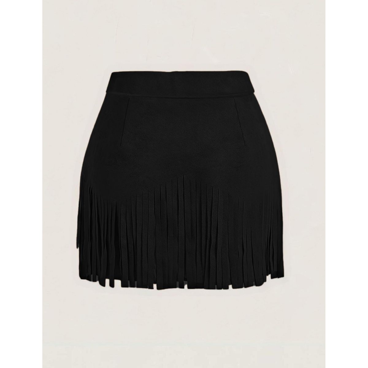 ROCK & ROLL WOMENS SUEDE STUDDED SKIRT W/FRINGE BLACK BW69B09382
