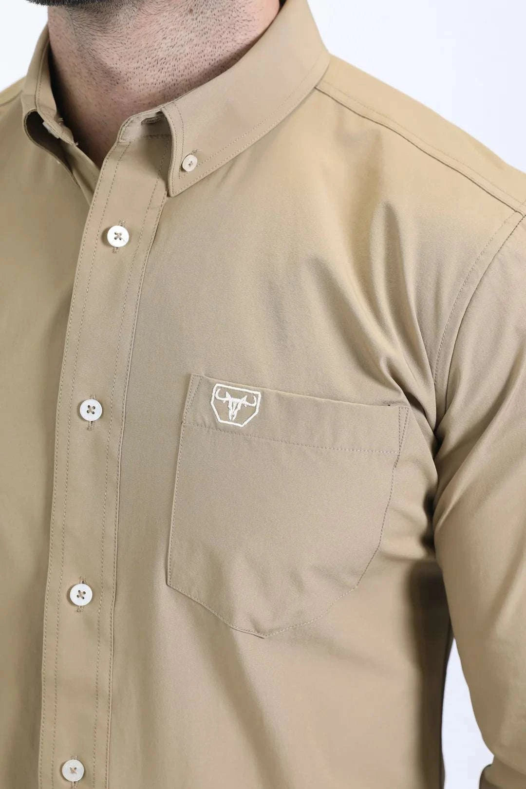PLATINI MENS PERFORMANCE GEAR LONG SLEEVE SHIRT KHAKI- PCL10802 Laherradurawwnc.com