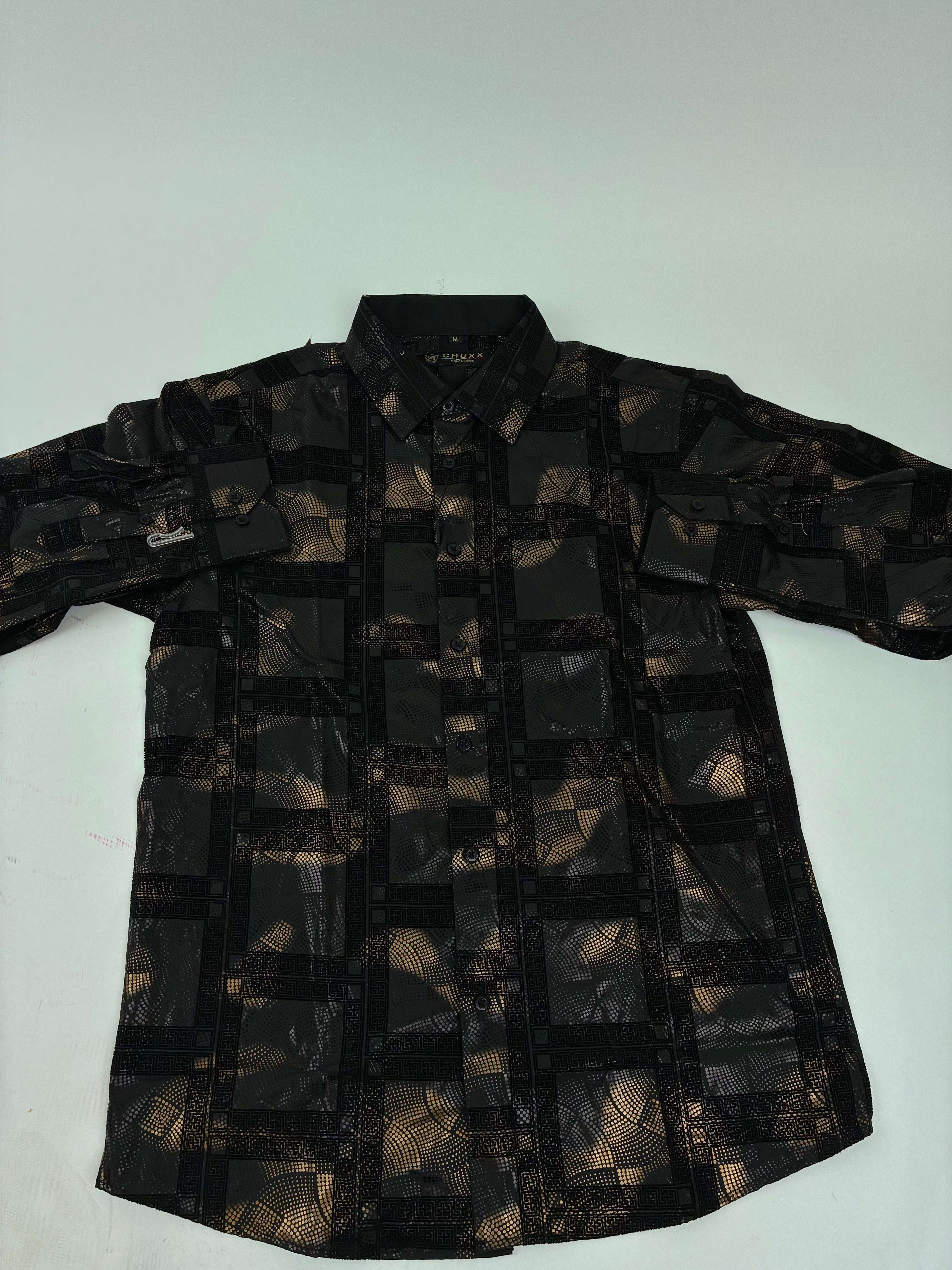CHUXX MEN BLACK/GOLD LONG SHIRT FLK-900 Laherradurawwnc.com