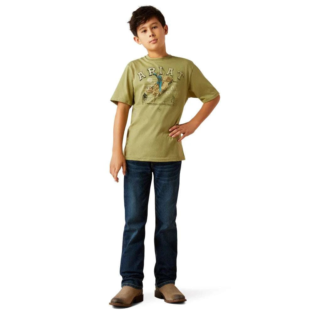 ARIAT KIDS T-SHIRT BOYS TENT GREEN 10060397 Laherradurawwnc.com