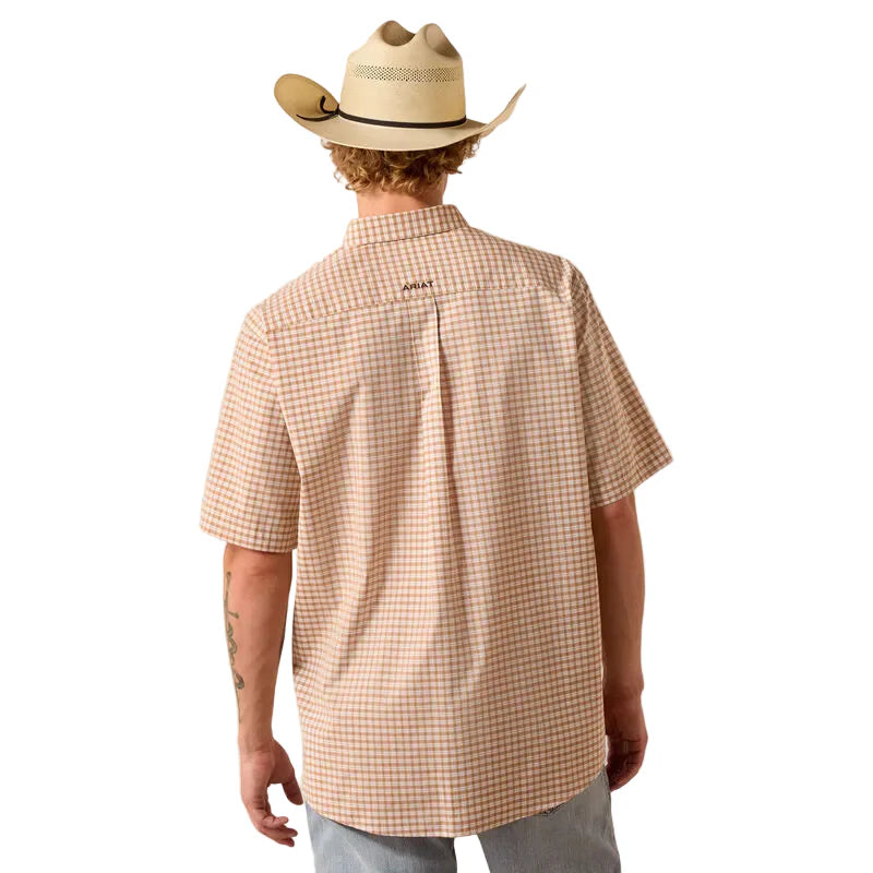 CAMISA DE HOMBRE ARIAT PRO NILES MANGA LARGA ALMOND OIL MINI PLAID - 10073609