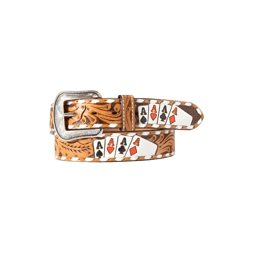 3D MENS WESTERN CINTO CUERO CARTAS BELT D10016848 Laherradurawwnc.com