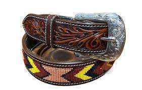 TWISTED X MULTICOLOR ORANGE AND YELLOW BELT- XB4081 Laherradurawwnc.com