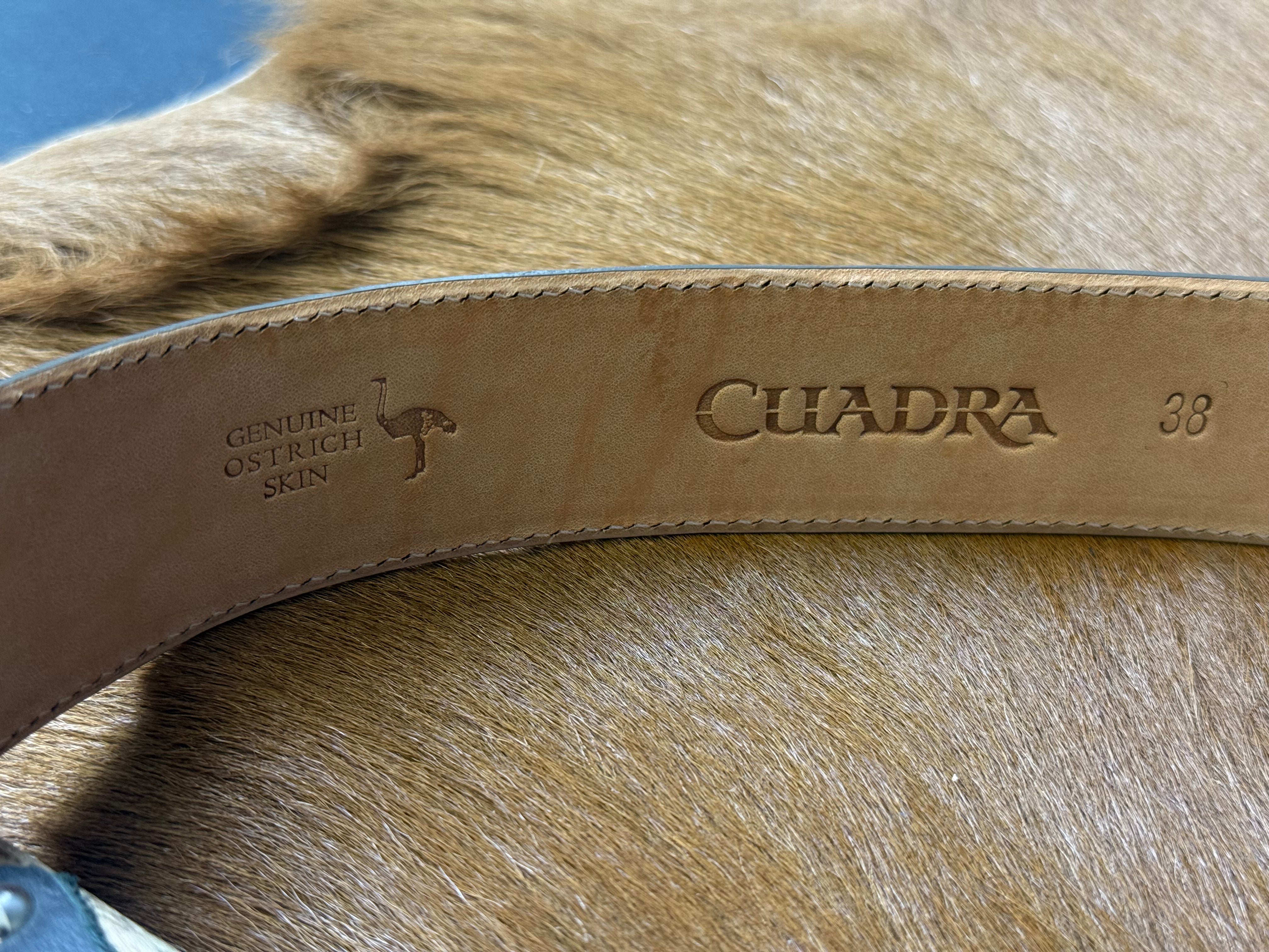 EXOTIC CUADRA OSTRICH TAN/GREY BELT ROUND BUCKLE